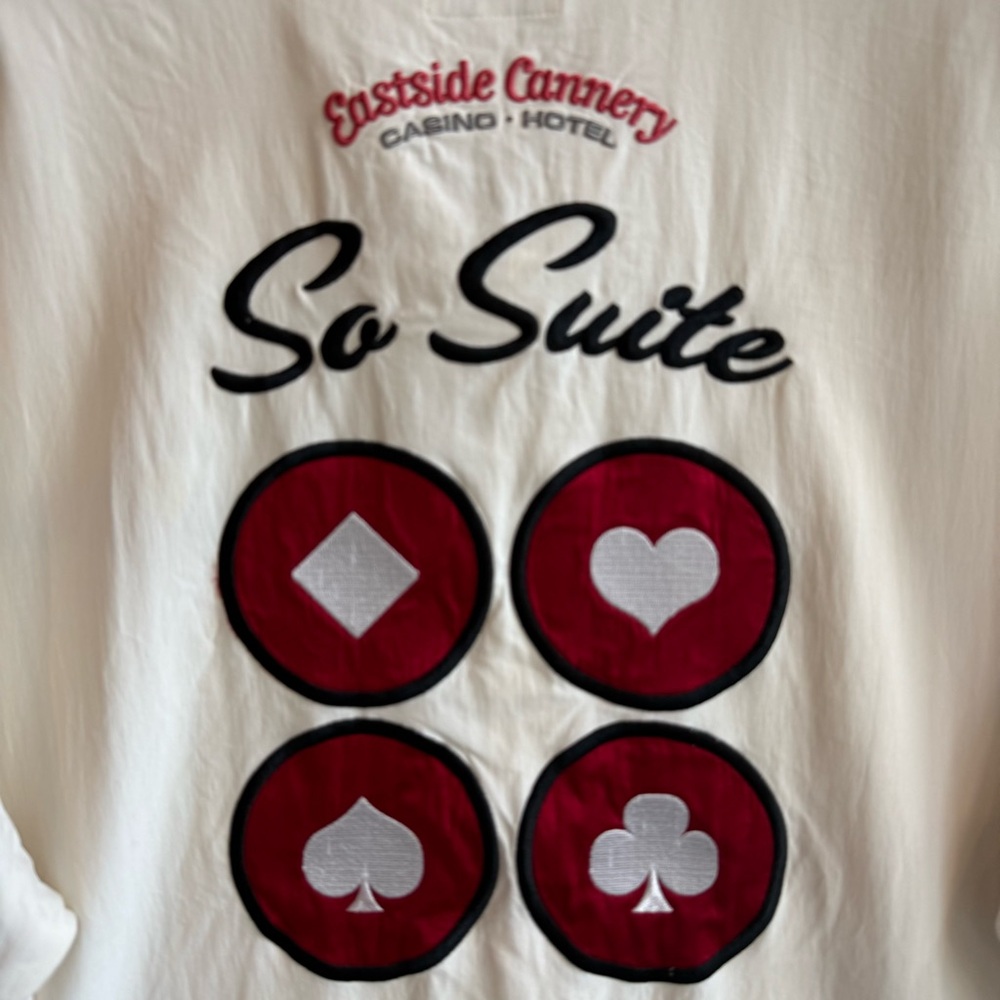 CR Elements Eastside Cannery Casino Men’s XL Silk S/S Button Front Cream Poker